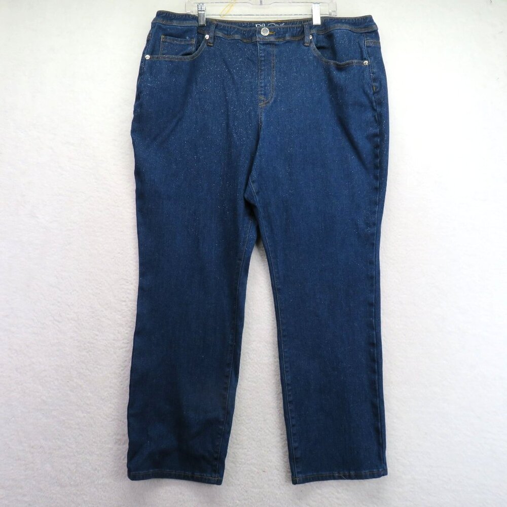 DG2 By Diane Gilman Jeans Womens Size 22W Medium Wash Blue Glitter Denim Stretch